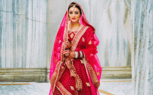 Woman in ornate bridal dress